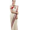 Ivory Semi-Katan Banarasi Saree - view 5