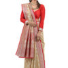 Warm Beige Semi-Katan Banarasi Saree - view 2