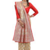 Warm Beige Semi-Katan Banarasi Saree - view 4