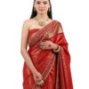 Saubhagyavati Sinduri Red Semi-Katan Silk Bridal Saree - view 2