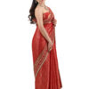 Saubhagyavati Sinduri Red Semi-Katan Silk Bridal Saree - view 3