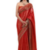 Saubhagyavati Sinduri Red Semi-Katan Silk Bridal Saree - view 5