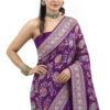 Royal Purple Banarasi Khaddi Georgette Saree - view 1