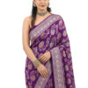 Royal Purple Banarasi Khaddi Georgette Saree - view 4