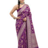 Royal Purple Banarasi Khaddi Georgette Saree - view 5