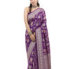 Royal Purple Banarasi Khaddi Georgette Saree - view 7