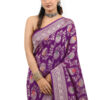 Royal Purple Banarasi Khaddi Georgette Saree - view 8
