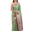 Olive Green Semi-Katan Banarasi Saree - view 3