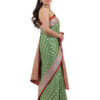 Olive Green Semi-Katan Banarasi Saree - view 6