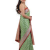 Olive Green Semi-Katan Banarasi Saree - view 7