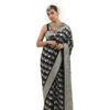 Black Semi-Katan Banarasi Saree - view 11