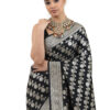 Black Semi-Katan Banarasi Saree - view 3