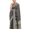 Black Semi-Katan Banarasi Saree - view 4