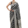 Black Semi-Katan Banarasi Saree - view 6