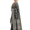 Black Semi-Katan Banarasi Saree - view 8