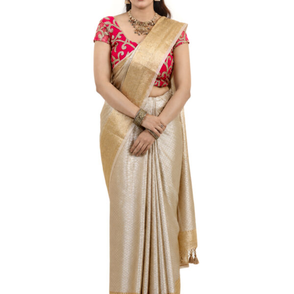 Golden Pure Tissue Brocade Saree - view 1