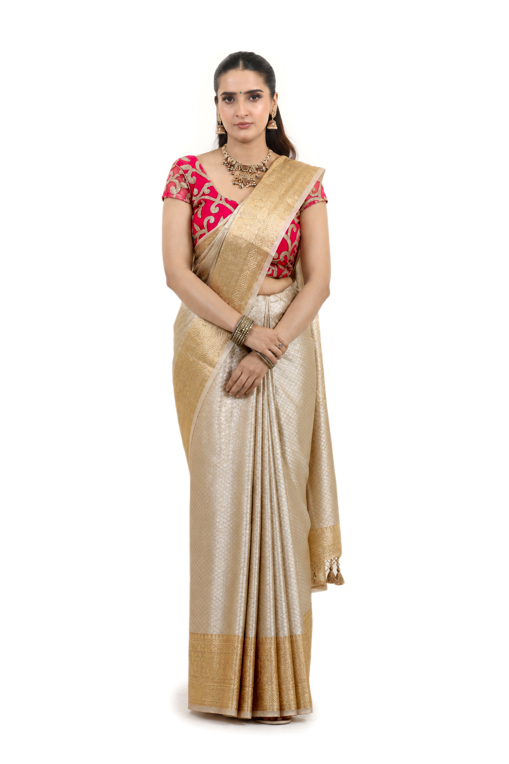Golden Pure Tissue Brocade Saree - view 1