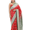 Red Semi-Katan Banarasi Saree - view 2
