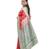 Red Semi-Katan Banarasi Saree - view 5