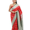 Red Semi-Katan Banarasi Saree - view 6