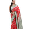 Red Semi-Katan Banarasi Saree - view 8