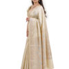 Ivory Champagne Semi-Katan Banarasi Saree - view 1
