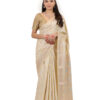 Ivory Champagne Semi-Katan Banarasi Saree - view 6