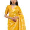 Radiant Yellow Pure Organza Hand Embroidery Saree - view 4