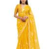 Radiant Yellow Pure Organza Hand Embroidery Saree - view 5