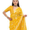 Radiant Yellow Pure Organza Hand Embroidery Saree - view 6