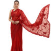 Exquisite Red Pure Organza Hand Embroidery Saree - view 2