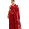 Exquisite Red Pure Organza Hand Embroidery Saree - view 4